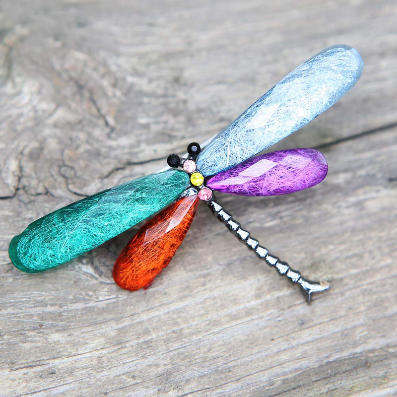 [Australia] - Set of 5 Multicolor Dragonfly Brooch Pin, Alloy Flying Insect Crystal Rhinestones Brooches Set for Mother's Day/Birthday 