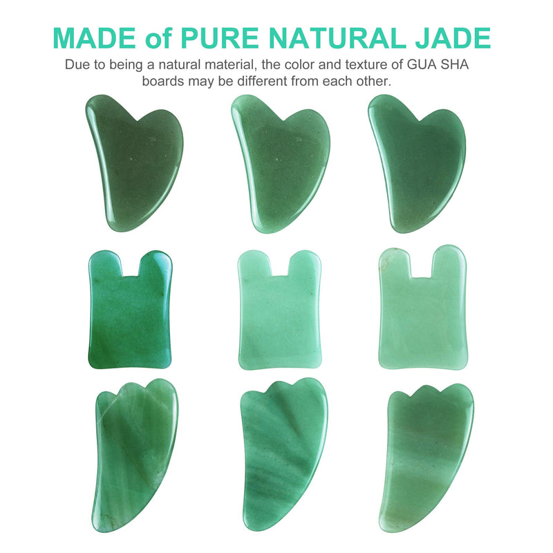 [Australia] - Gua Sha Massage Tools Set, OHH Aventurine Natural Stone Guasha Board for Face and Body, Skincare Gua Sha Facial Massager for SPA Acupuncture Therapy Trigger Point Treatment, Pack of 3 Green 