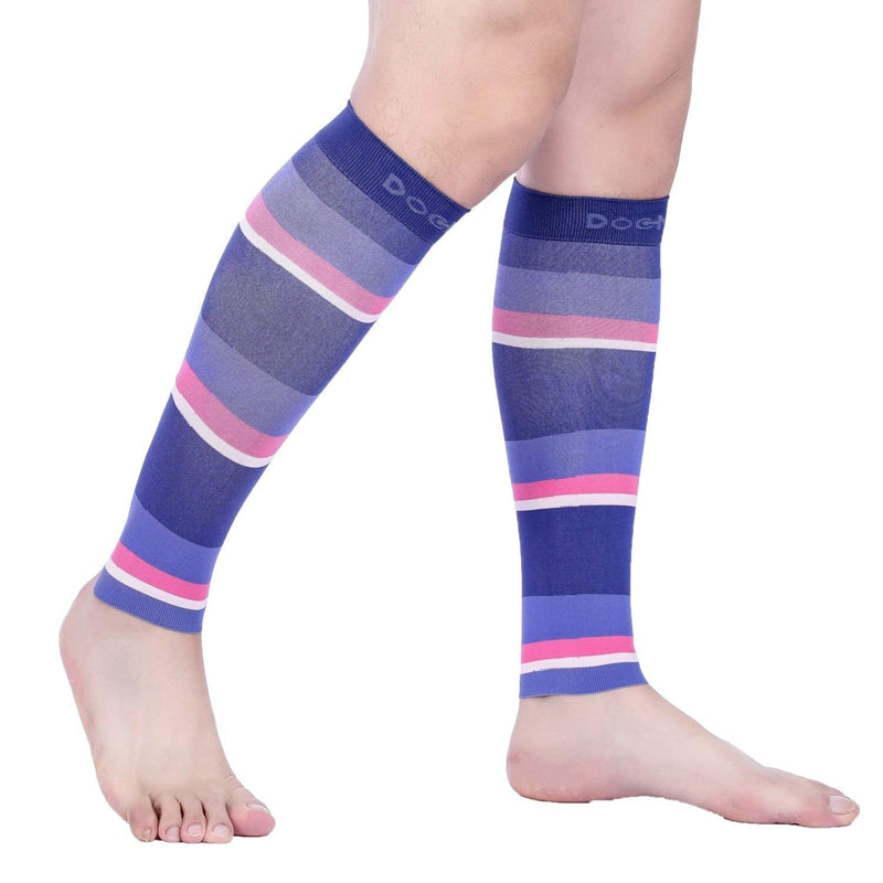 [Australia] - Doc Miller Calf Compression Sleeve Men and Women 20-30 mmHg, Shin Splint Compression Sleeve, Medical Grade Socks for Varicose Veins and Maternity 1 Pair X-Large Purple Pink Peach Calf Sleeve BlackPurplePinkPeach 