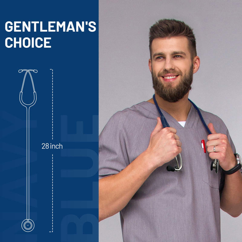 [Australia] - FriCARE Dual Head Stethoscope for Medical and Home, Classic Lightweight Design, Stethoscope for Adult, Gift for Nurses, Doctors, Medical Students, 28 inch (Navy Blue) Navy Blue 