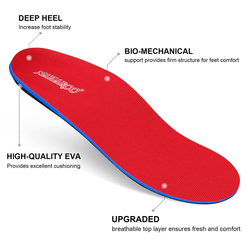 [Australia] - Shoe Insoles Arch Support Inserts Orthotic Insoles for Plantar Fasciitis, Flat Feet, High Arch, Pronation, Heel Spurs & Foot Pain Mens 16 - 16 1/2 Red 