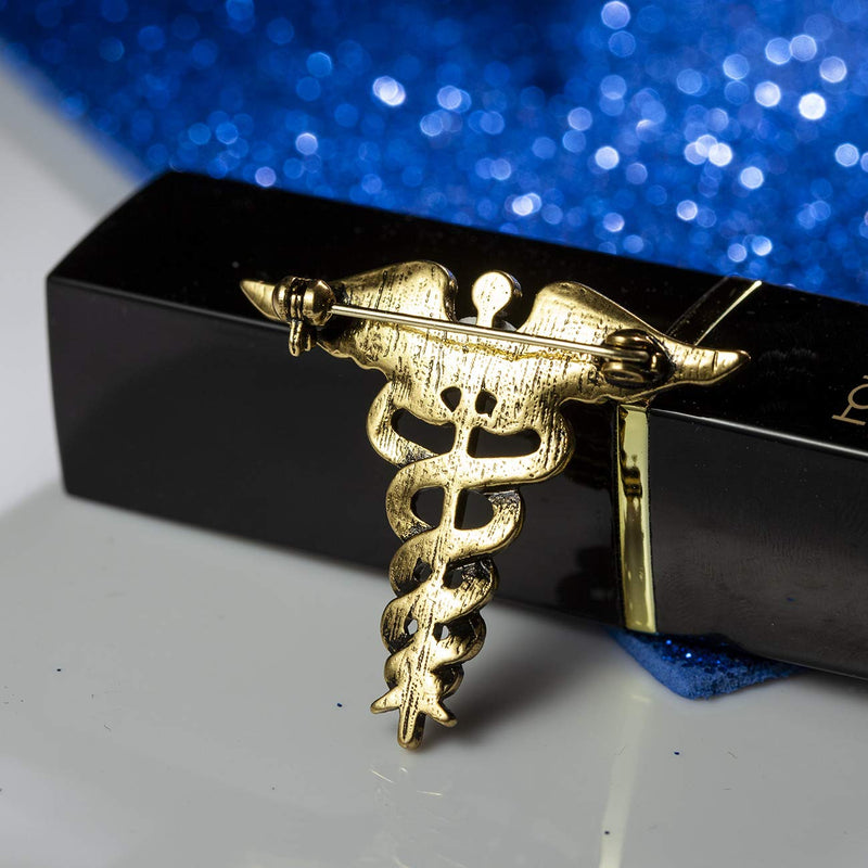[Australia] - MANZHEN Antique Caduceus Nurse Doctor Brooch Pin Graduation Student Gift Jewelry Antique silver 