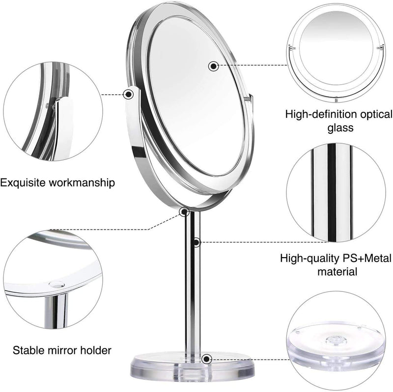 [Australia] - Makeup Mirror, Beautifive Double Sided Vanity Mirror with 1x/7x, Tabletop Magnifying Mirror, Swivel Round Mirror with 360°Rotation, Retro Style Bathroom Mirror 