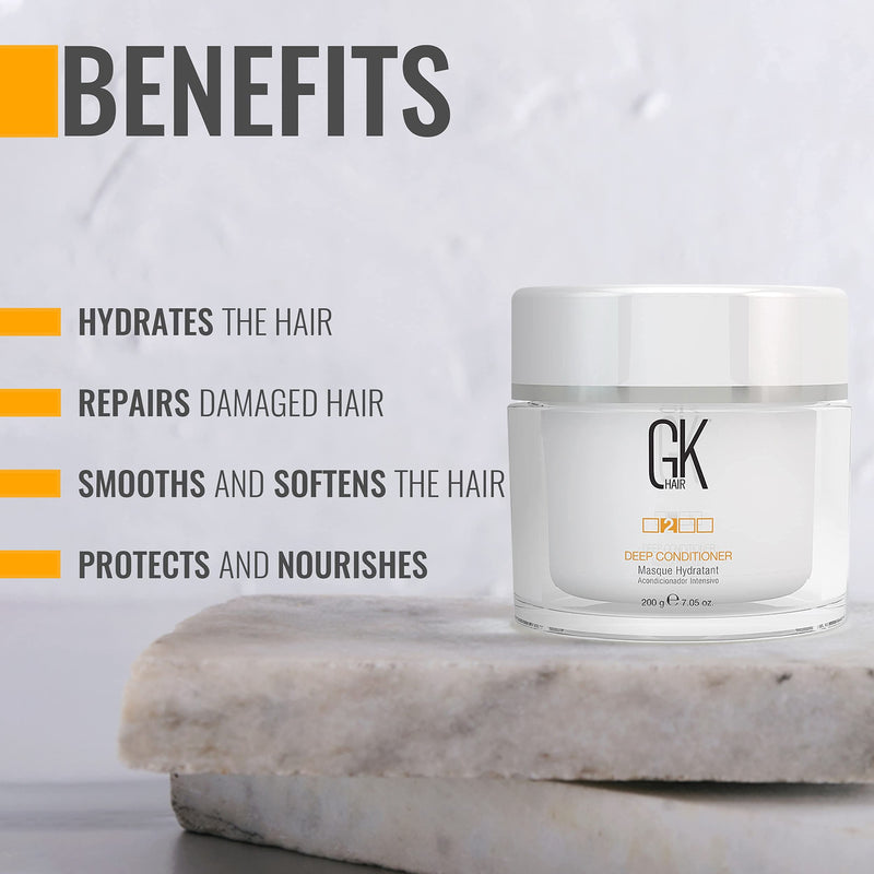 [Australia] - GK HAIR Global Keratin Deep Conditioner Masque (7.05 Fl Oz/200g) Intense Hydrating Repair Treatment for Dry Damaged and Color Treated Hair, Anti Frizz, Hair Restoration Formula with JOJOBA Seed Oils 200 g (Pack of 1) 