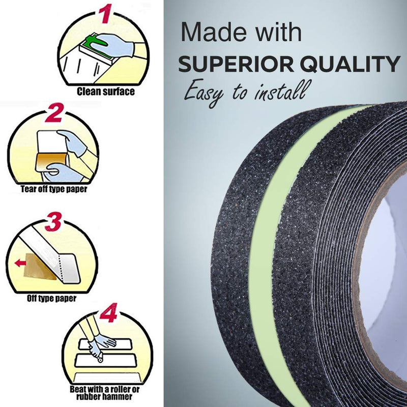 [Australia] - Anti Slip Grip Tape, Non-Slip Traction Tapes with Glow in The Dark Reduce The Risk of Slipping for Indoor or Outdoor Stair Tread Step and Other Slippery Surfaces - Keeps You Safe, 2 Inch x 16.4 Foot 