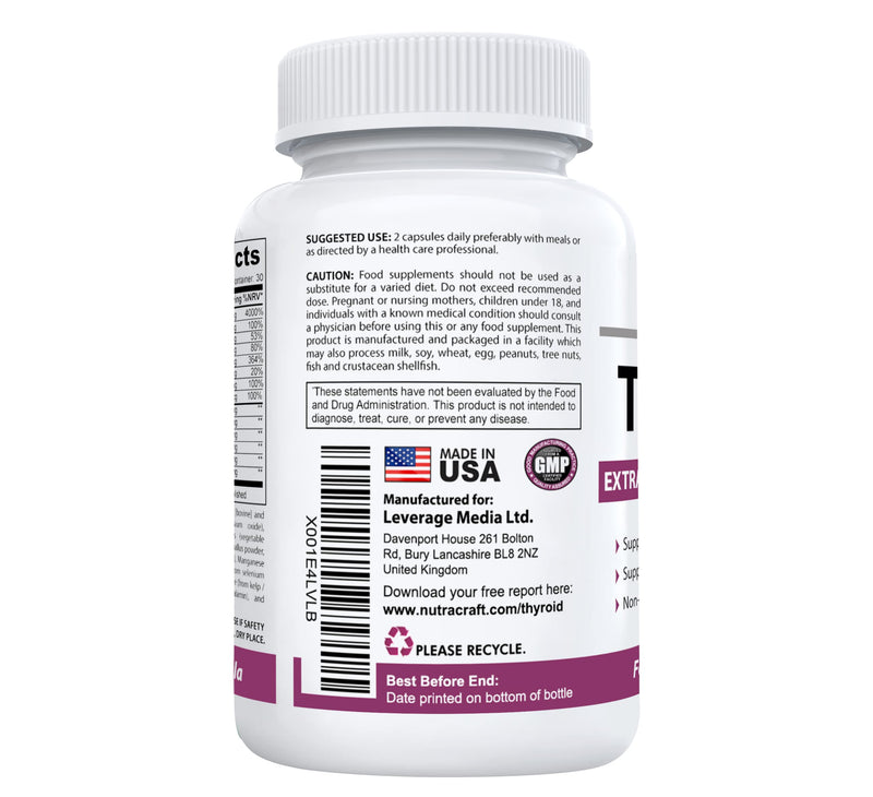 [Australia] - ThyroAid #1 Thyroid Support Supplement | Premium Thyroid Formula & Energy Support with Kelp, Iodine, Ashwagandha, Selenium, B12, Copper & More | 1 Month Supply (Non-GMO) 