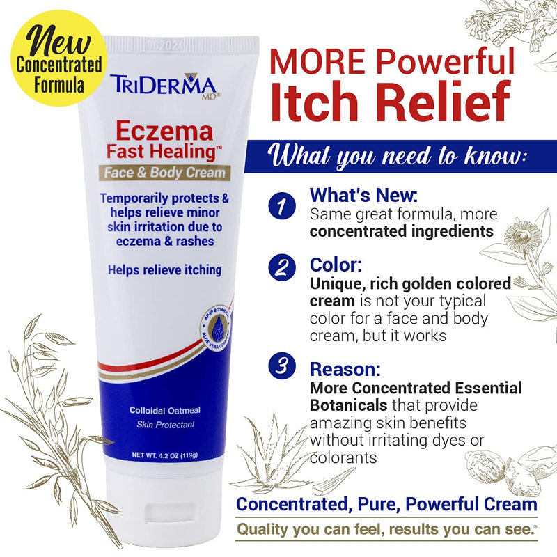 [Australia] - TriDerma Eczema Fast Healing Face and Body Cream, Maximum Strength Itch & Rash Relief, 4.2 Ounces 