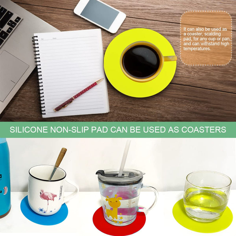 [Australia] - 4pcs Jar Gripper Pads Rubber Round Kitchen Coasters Multi-Purpose Silicone Bottle Lid Openers (Colorful, 5inch) 