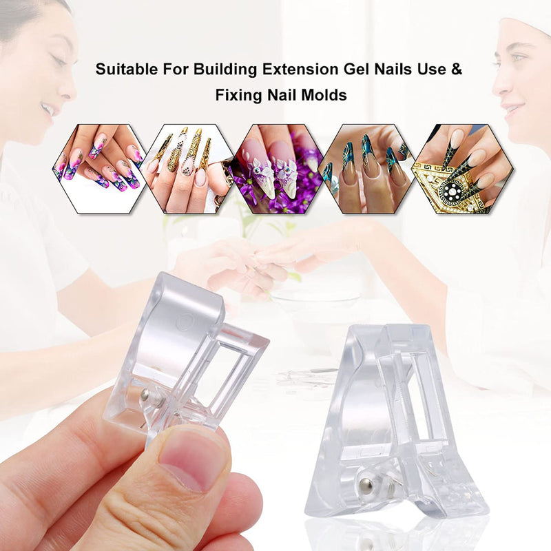 [Australia] - 10pcs Nails Tips Clips With Professional Fake Nail Tip Clippers For Quick Building Poly Finger Nail Gel Clear Plastic Finger Extension Forms, Manicure Nail Art Tools Kit 