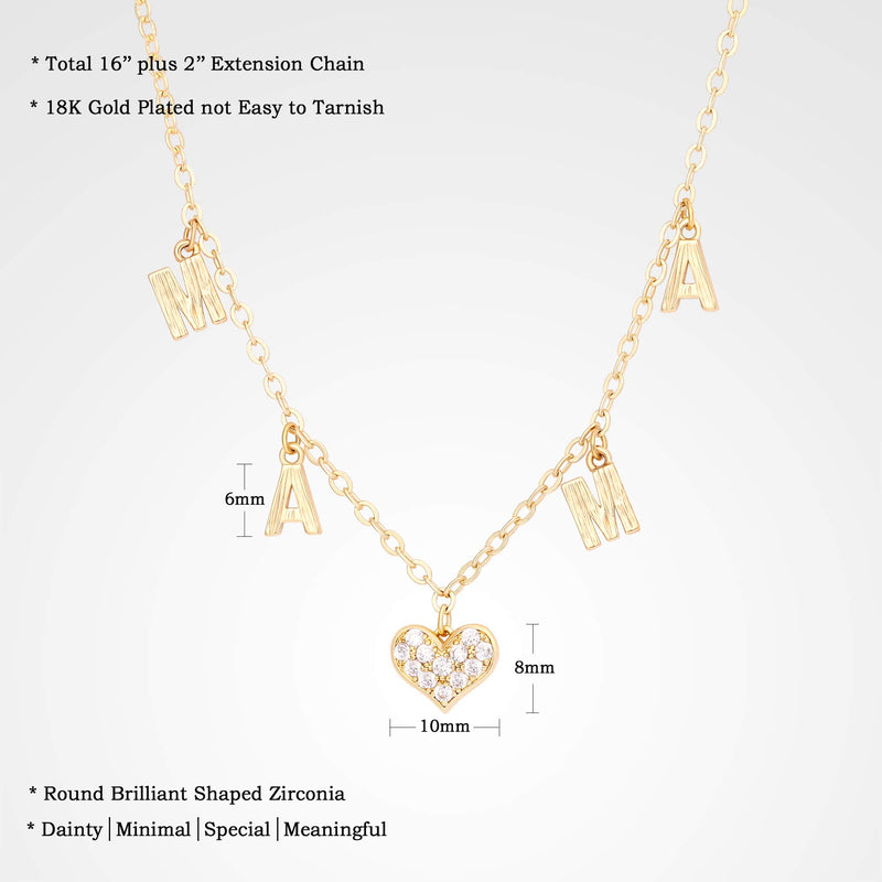 [Australia] - Dainty Letter Choker Butterfly Pendant Necklace 18k Gold Shaker Choker for Women Mama CZ Heart Pendant Chain Necklace 16'' 