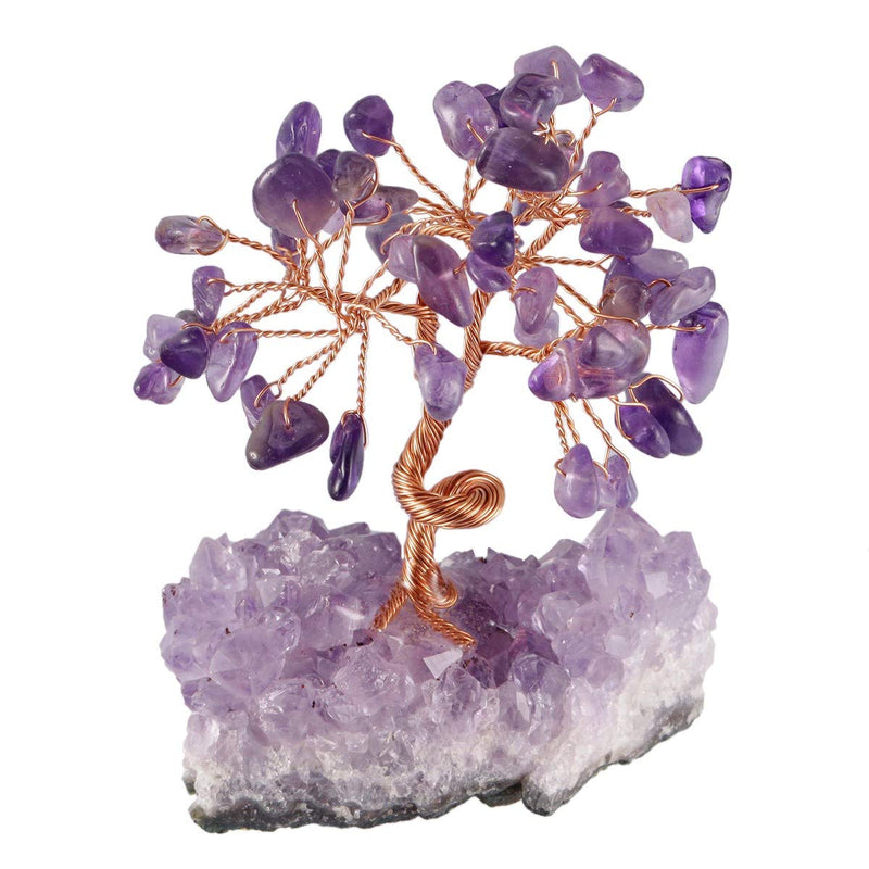 [Australia] - mookaitedecor Natural Amethyst Money Tree,Gemstone Feng Shui Ornaments Healing Crystal Tree Figurines,Amethyst Rough Stone Cluster Base 01#-purple 