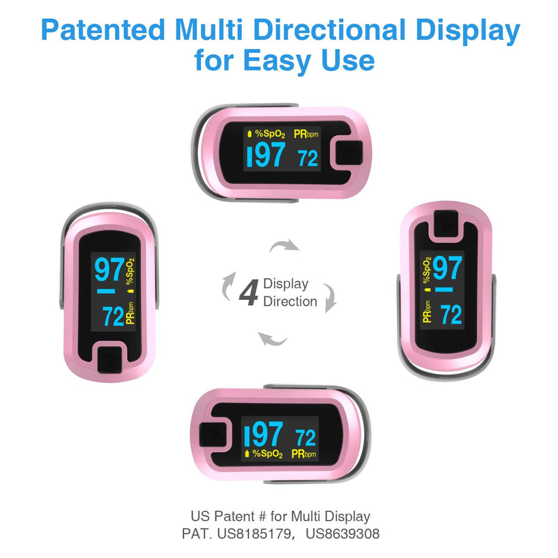 [Australia] - mibest OLED Finger Pulse Oximeter, O2 Meter, Dual Color White/Pink 