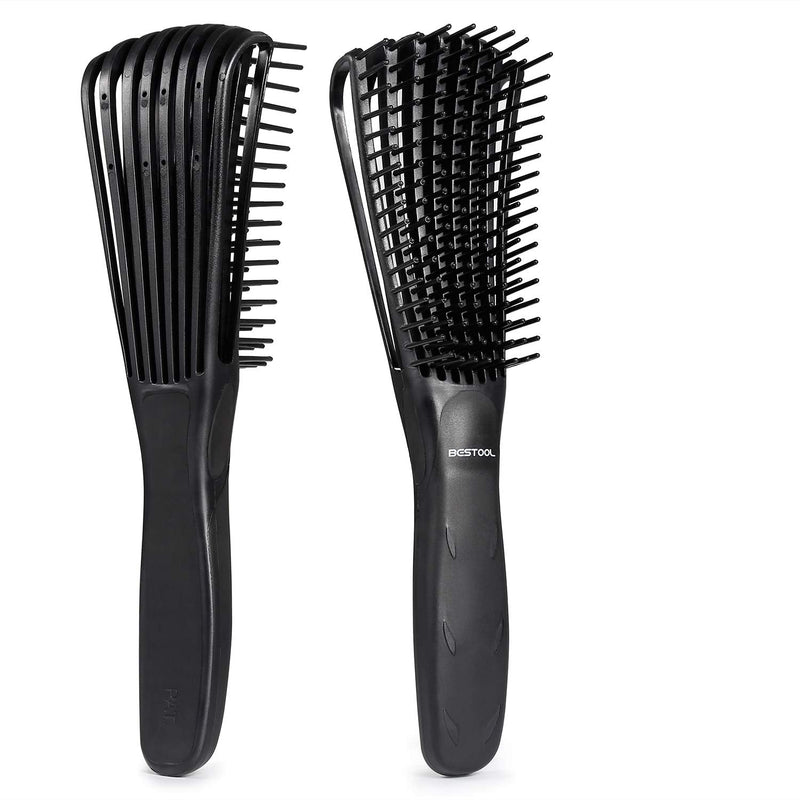 [Australia] - BESTOOL Detangling Brush for Black Natural Hair, Detangler Brush for Natural Black Hair Curly Hair Afro 3/4abc Texture, Faster and Easier Detangle Wet or Dry Hair with No Pain (Black) 