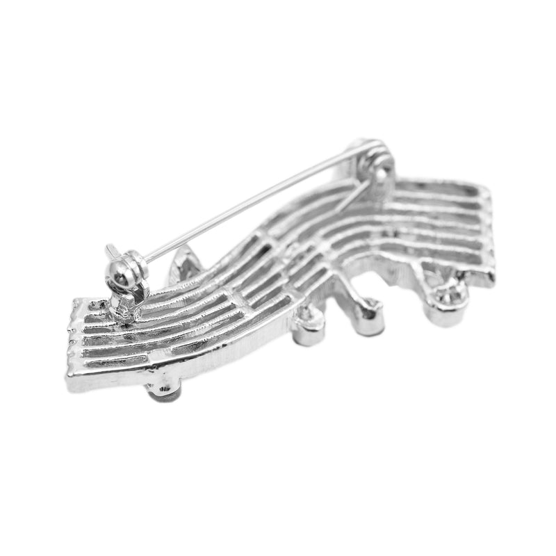 [Australia] - chelseachicNYC Tiny Jewel Crystal Music Note Melody Brooch Pin Silver 