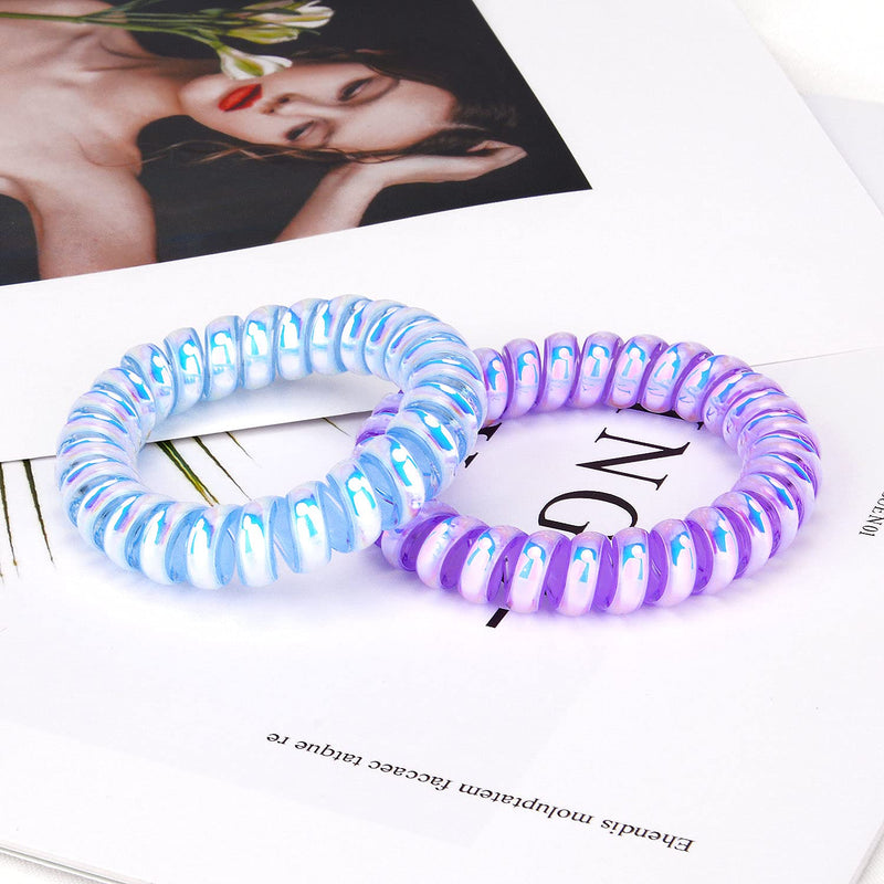 [Australia] - JessLab Spiral Hair Ties, 10 Pcs Traceless Phone Cord Hair Ties Spiral Bracelet Plastic Coil Hair Ties Ponytail Holders No-Damage Hair Accessory for Girls Women Ladies, Color Assorted, Set 2 #2 