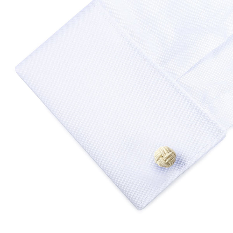 [Australia] - HONEY BEAR Silk Knot Cufflinks Fabric for Mens Shirt for Business Wedding Gift Beige 