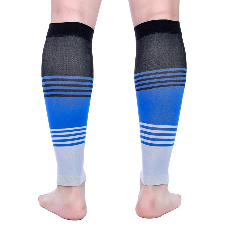 [Australia] - Doc Miller Calf Compression Sleeve Men and Women 20-30 mmHg, Shin Splint Compression Sleeve, Medical Grade Socks for Travel Recovery, Varicose Veins and Maternity 1 Pair XX-Large Black Blue Grey Calf Sleeve Black.Blue.Gray 2X-Large 