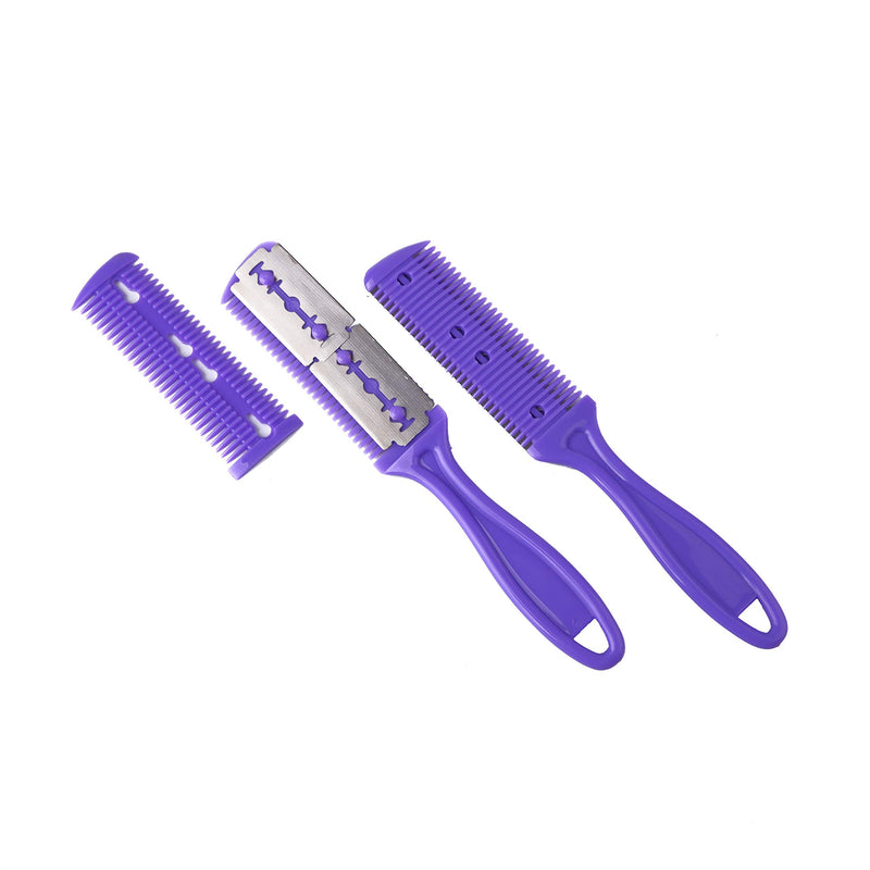 [Australia] - 5Pcs Professional Trimmer Razor Dual Side Cutting Scissors Hair Thinning Comb Slim Haircuts Cutting Tool Blade Barber Cut Hair Brush Tools Double Edge Razor 5Color 