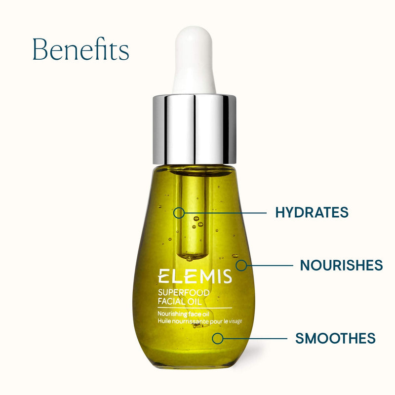 [Australia] - Elemis Superfood Facial Oil, Nourishing Face Oil Formulated with 9 Antioxidant-Rich Superfoods, Award-Winning Facial Oil to Enhance Radiance and Complexion, Lightweight Oil to Plump and Smooth, 15 ml 