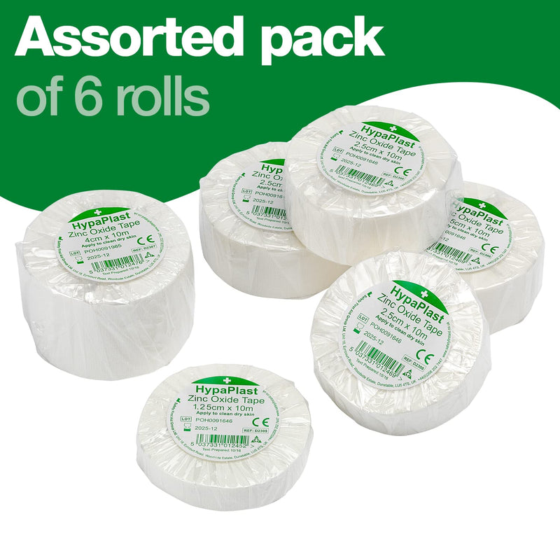 [Australia] - HypaPlast Zinc Oxide Tapes, Assorted Pack 6 Rolls 10 m Tape for Sports or First Aid Dressings Assorted Pack of 6 Rolls 