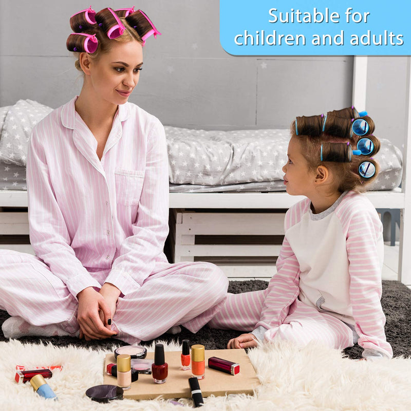 [Australia] - 141 Pieces Magnetic Hair Rollers Set Include 60 Plastic Hair Rollers for Medium Short Long Hair with 60 Pins, 20 Duck Teeth Hair Clips and Hairnet Hairdressing Tool, Random Color (6 Sizes) 