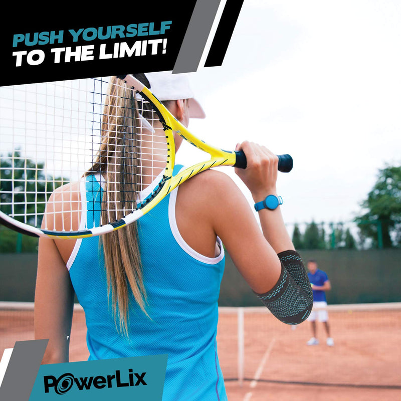[Australia] - PowerLix Elbow Brace Compression Support (Pair) - Elbow Sleeve for Tendonitis, Tennis Elbow Brace and Golfers Elbow Treatment, Arthritis, Workouts, Weightlifting – Reduce Elbow Pain Blue X-Large 