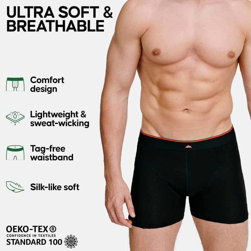 [Australia] - DANISH ENDURANCE 3 Pack Bamboo Boxer Shorts for Men, Breathable Underwear, Soft Antibacterial Pants Black 4XL 
