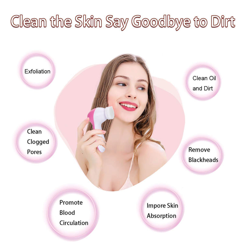 [Australia] - Facial Cleansing Brush 5 in 1 Portable Electric Facial Massager with 5 Spin Brush Heads for Acne, Blackheads, Dead Skin and All Skin Care & Acne Tool 