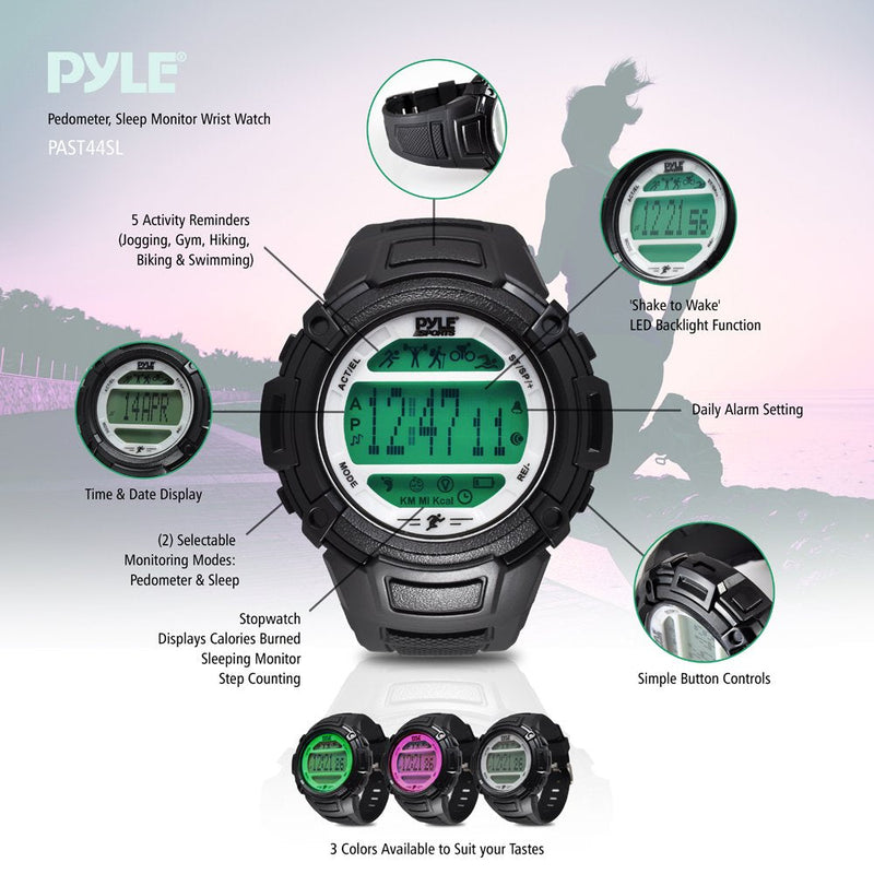 [Australia] - Digital Multifunction Sports Wrist Watch - Smart Fit Classic Men Women Sport Running Training Fitness Gear Tracker w/ Sleep Monitor, Pedometer, Alarm, Stopwatch, Backlight - Pyle PAST44SL (Silver) 