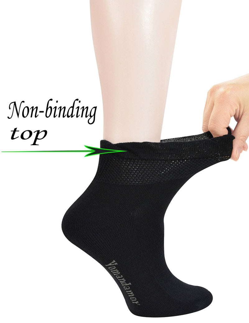 [Australia] - Yomandamor Women's 5 Pairs Non-binding Bamboo Diabetic Ankle Dress/Casual Socks with Seamless Toe 9-11 5 Pairs Black 