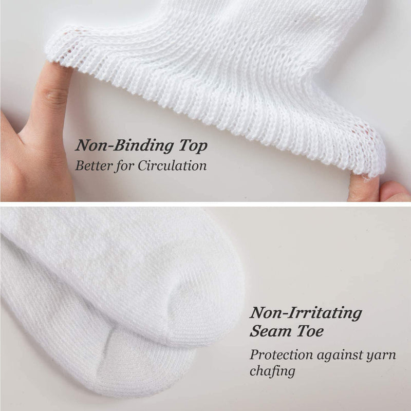 [Australia] - Creswell Diabetic Socks Made in USA (9-11, 6 Pairs White Crew) 9-11 