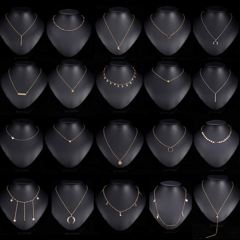 [Australia] - TAMHOO 20 PCS Multiple DIY Layered Choker Necklace for Women with Sexy Coin Moon Star Multilayer Choker Chain Y Necklaces Set Adjustable Gold Silver Bar Pendant Y Necklace for Teens Girls Women #1-20 PCS 