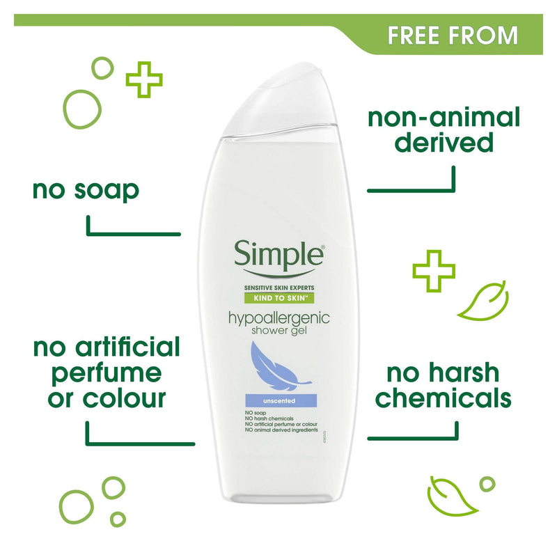 [Australia] - Simple Kind to Skin Hypoallergenic dermatologically tested Shower Gel for sensitive skin 500 ml 