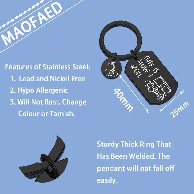 [Australia] - MAOFAED Golfer Gift Golf Keychain This is How I Roll Keychain Gift for Golfer Golf Cart Keychain How I Roll Black 