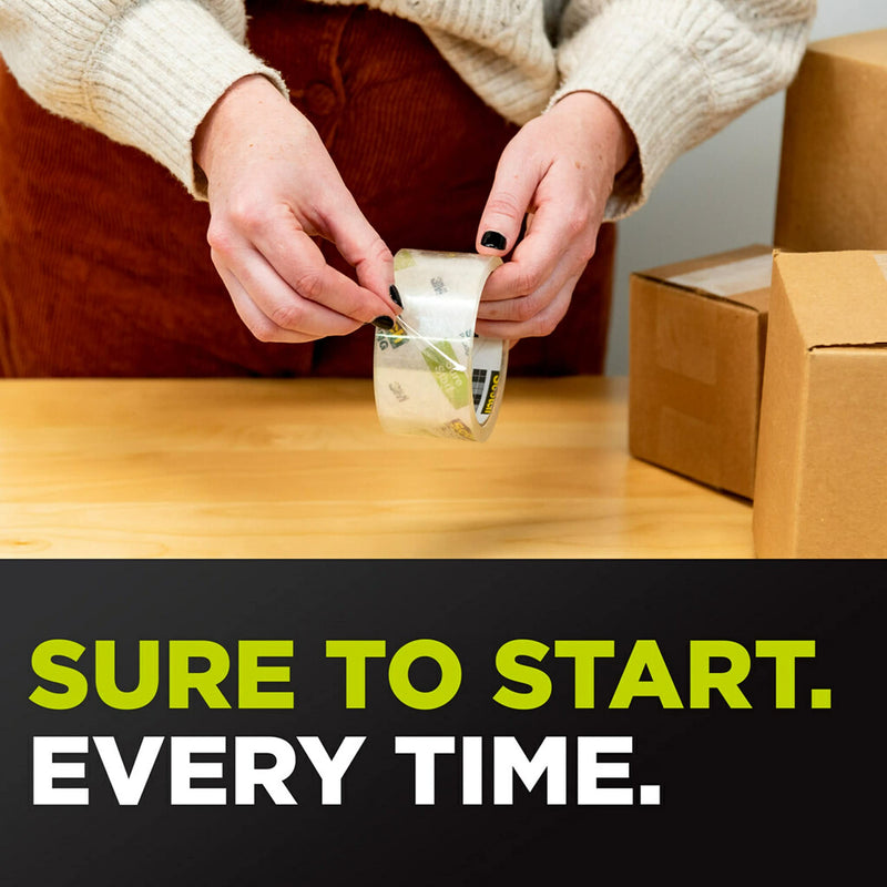[Australia] - Scotch Sure Start Shipping Packaging Tape, 1.88" x 54.6 yd, Designed for Packing, Shipping and Mailing, Quiet Unwind, No Splitting or Tearing, 3" Core, Clear, 1 Roll (345) 1.88" x 54.6 yards 