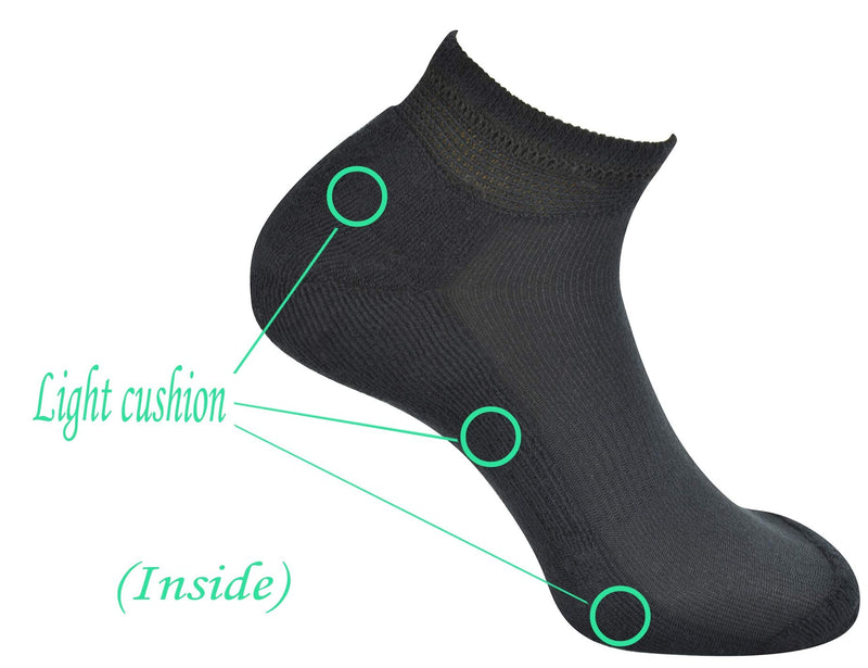 [Australia] - Yomandamor Mens Cotton Diabetic Low Cut Socks with Seamless Toe,5 Pairs 9-11 5 Pairs Black 