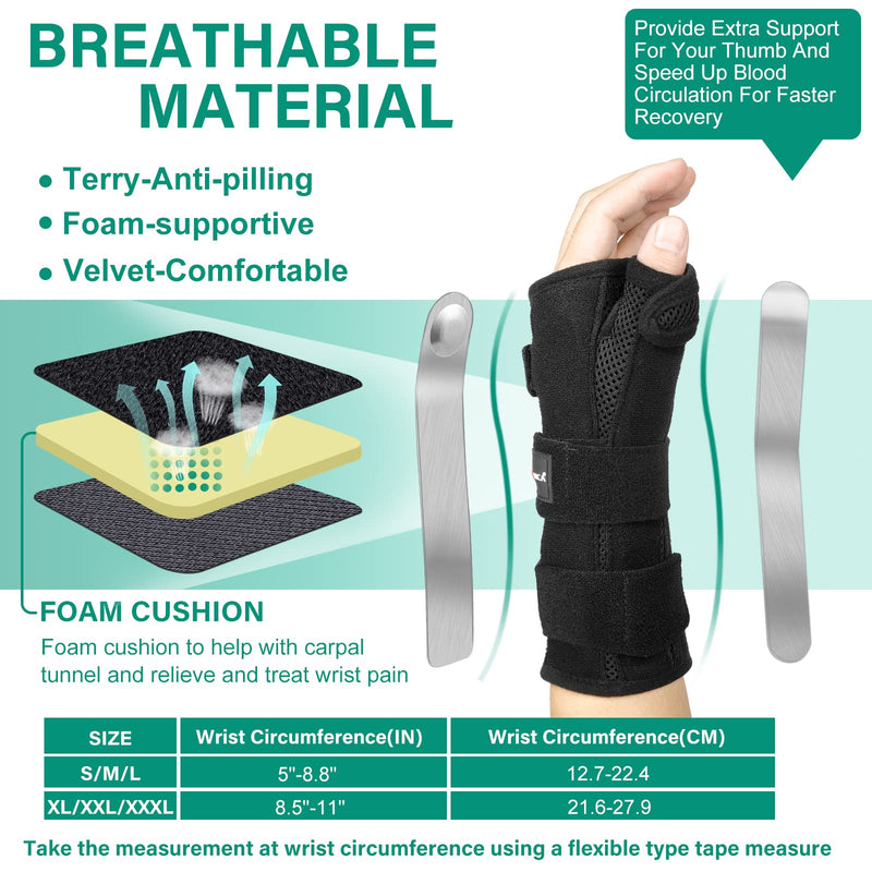 [Australia] - NEENCA Wrist Support Brace, Adjustable Night Sleep Hand Support Brace with Splints, Palm Wrist Orthopedic Brace with Thumb - Professional for Carpal Tunnel, Relieve and Treat Wrist Pain or Injuries Left Hand XL/XXL/XXXL 