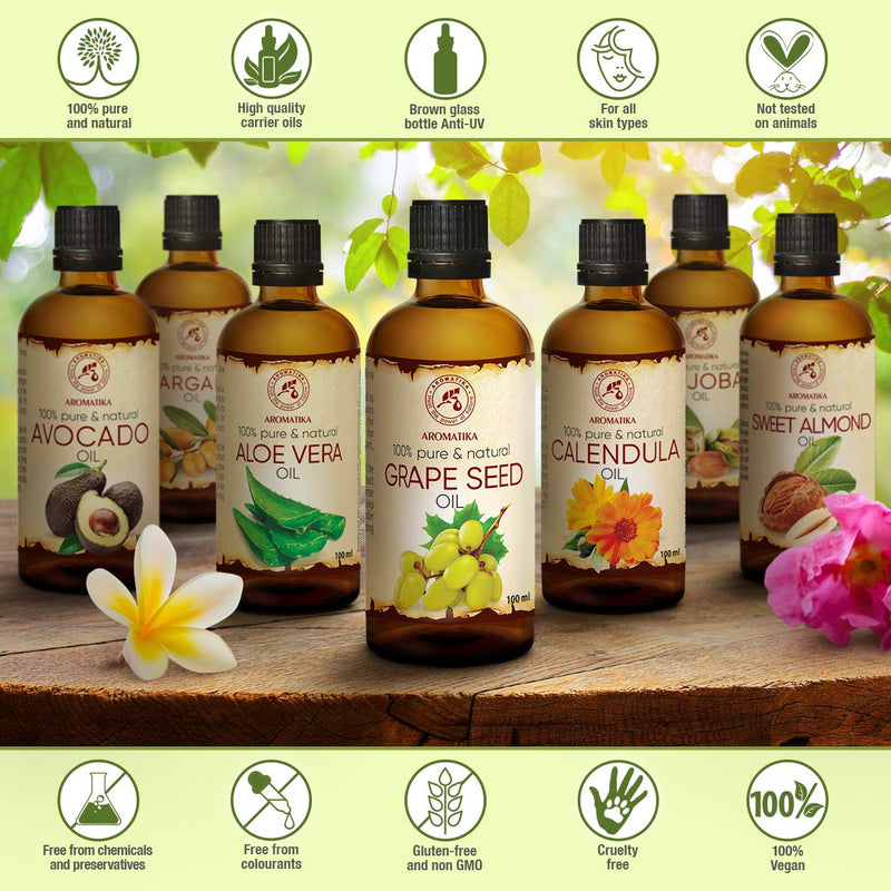 [Australia] - Grapeseed Oil 100ml - Cold Pressed - 100% Pure and Natural - Vitis Vinifera - Italy - Best Benefits for Hair - Face and Skin Care - Massage 