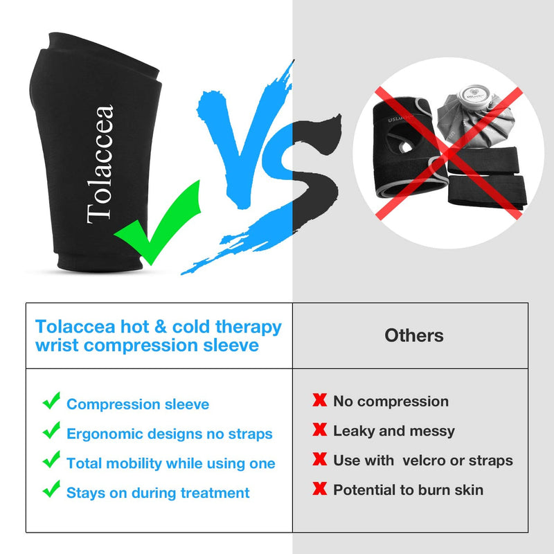 [Australia] - Tolaccea Wrist Ice Pack Wrap & Heating Pad Microwavable Hot & Cold Therapy Wrist Brace for Pain Relief of Carpal Tunnel, Rheumatoid Arthritis, Tendonitis, Sports Injuries, Swelling, Bruises & Sprains Black Medium(6.5''-8.5'') 