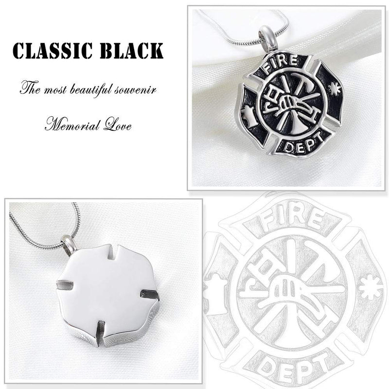 [Australia] - memorial jewelry Firefighter Fire Dept Round Cremation Pendant Cremation Jewelry for Ashes Black 