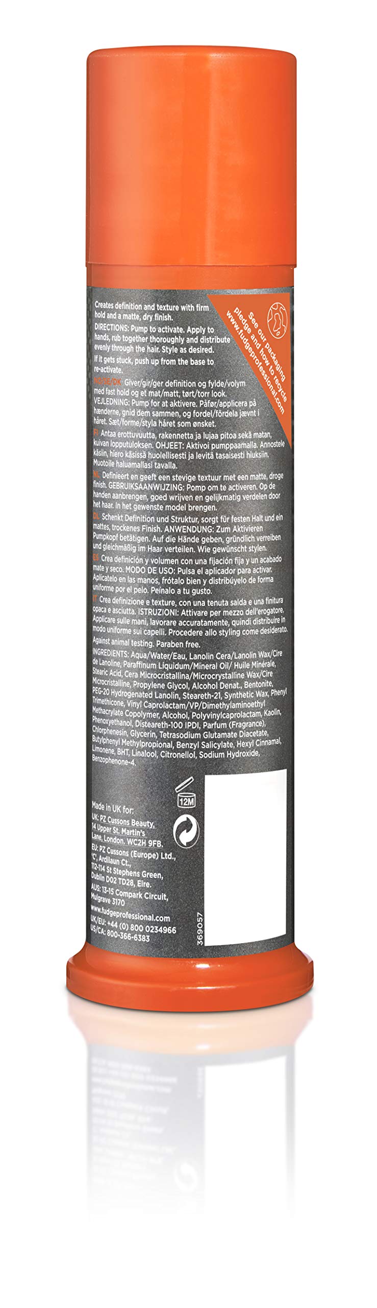 [Australia] - Fudge Professional Hair Wax, Matte Hed, Firm Hold, Texturising Hair Styling Product for Men, Matt Effect Texture Clay, Infused With Kaolin Clay, 85 g 