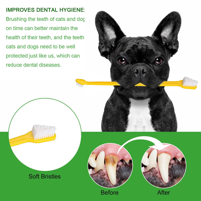 [Australia] - 10pcs Dog Toothbrush, DKDDSSS Long Handle Double Head Dog Toothbrushes, Cat Teeth Cleaning Toothbrush, for Pet Dogs Cats Puppy Dental Care Toothbrush 