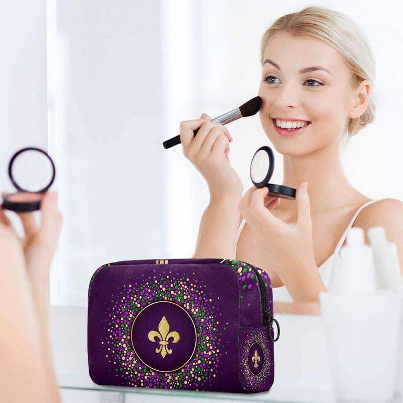 [Australia] - LEVEIS Mardi Gras Golden Glitter Fleur De Lis Small Makeup Bag Pouch for Purse Travel Cosmetic Bag Portable Toiletry Bag for Women Girls Gifts Pattern 6 