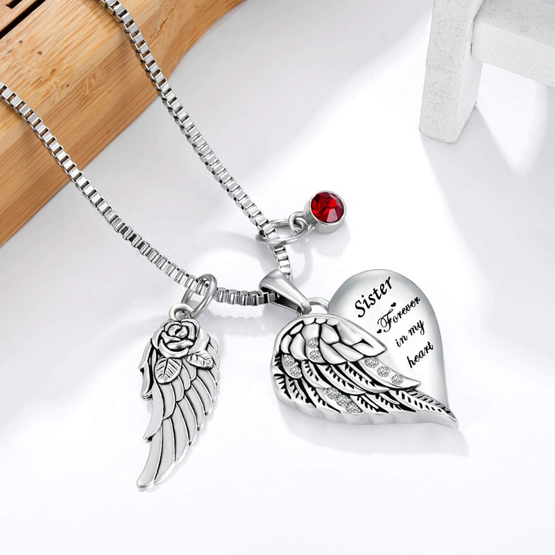 [Australia] - Forever in my heart with 12 Birthstones Cremation Jewelry Keepsake Memorial Urn Necklace Sister 