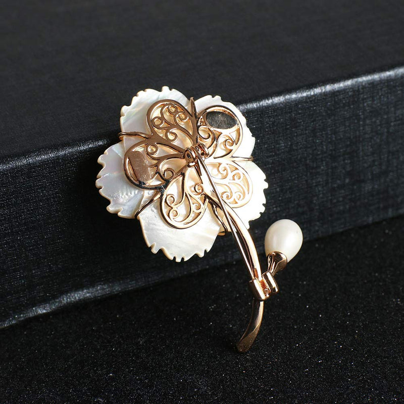 [Australia] - SHAN LI HUA 2020 Fashion New Flower Colored Brooch Girl's Jewelry Safety Pin Purple Grape White Shell Flower 