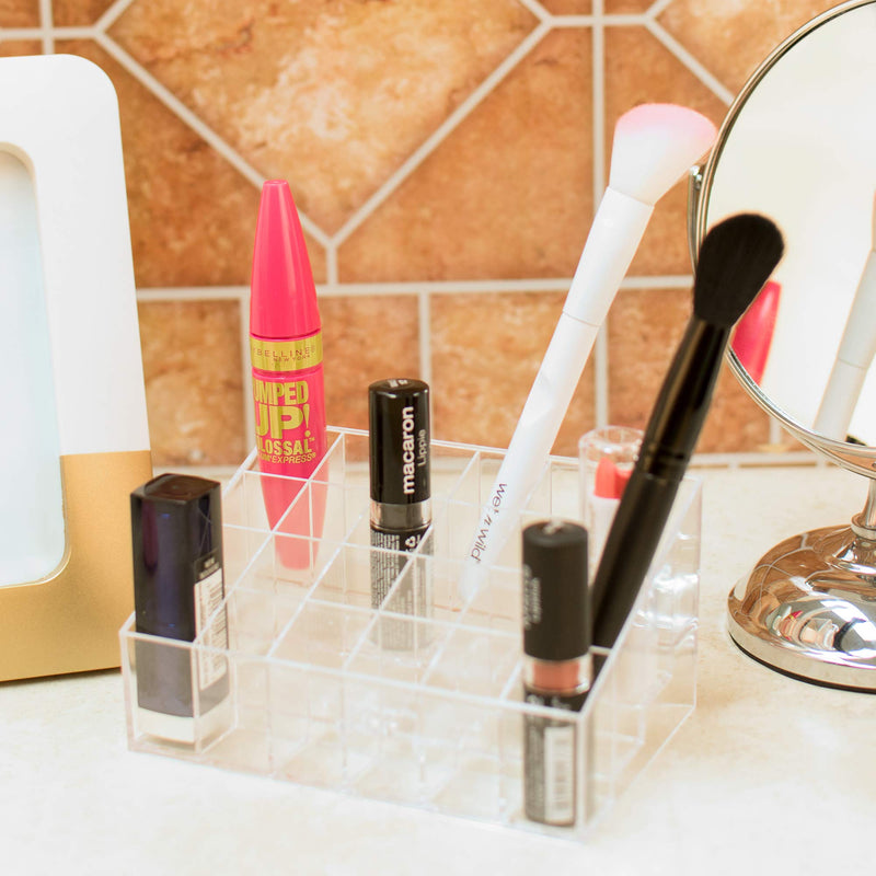 [Australia] - Transparent Cosmetic Makeup Organizer for Lipstick, Brushes, Bottles, and More. Clear Case Display Rack Holder 