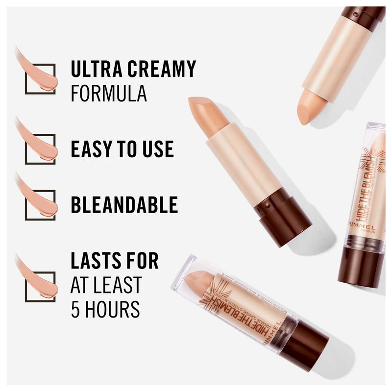 [Australia] - Rimmel London Hide The Blemish Stick Concealer, Instant Retouch and Imperfection Camouflage with Easy Application, 105 Golden Beige, 4.5 g 