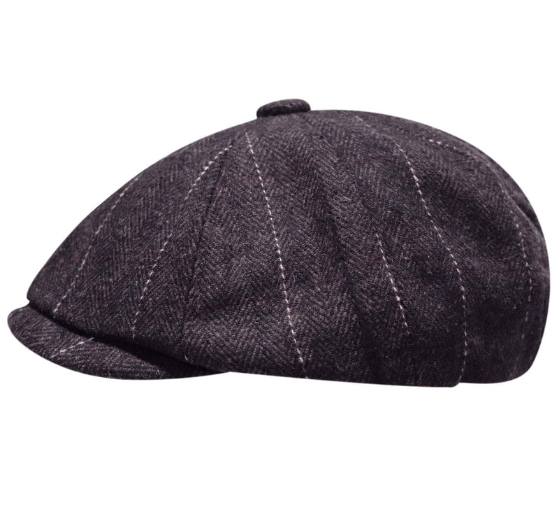 [Australia] - Newsboy Hats for Men Classic 8 Panel Wool Blend Applejack Gatsby Peaky Blinders Ivy Hat Brown/Grey 