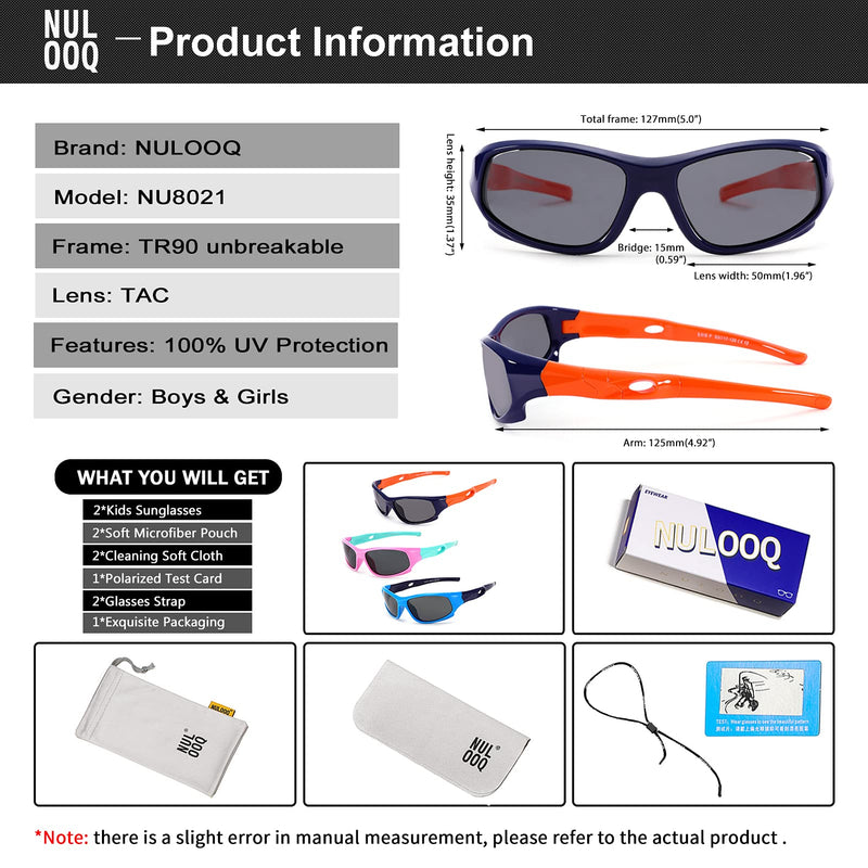 [Australia] - TR90 Unbreakable Flexible Polarized Sports Sunglasses for Kids Boys & Girls with Glasses Strap Age 3-10 A1* (Blue/Dark Blue + Dark Blue/Orange + Pink/Green) - 3 Pack 50 Millimeters 