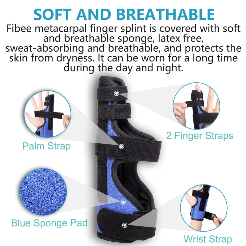 [Australia] - Fibee Boxer Fracture Splint, Pinky Finger Splint, Adjustable Two Finger Brace for 4th or 5th Finger, Metacarpal Splint Hand Brace for Arthritis Fracture Broken Mallet Dislocated Trigger Finger S/M 